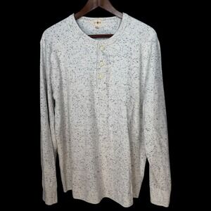 J Crew Mens Oarsman Henley Shirt Size L Marled Cotton Base Layer Outdoors